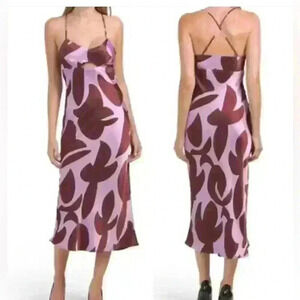 House Of Harlow 1960 Boho Satiny Cut Out Midi Dress. Size XS. NWT